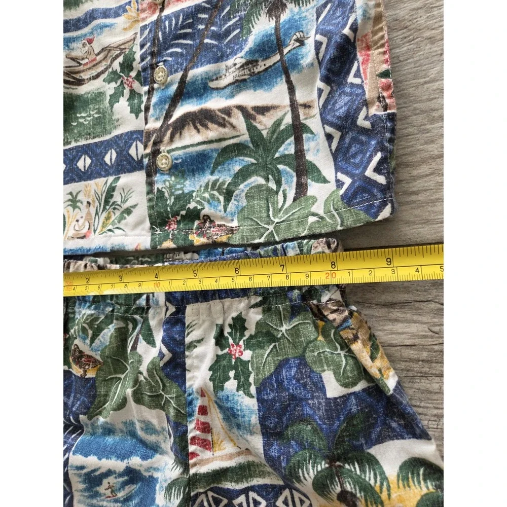 Reyn Spooner Baby Boy Hawaiian Aloha Shirt Shorts Set 6/12M Tropical Christmas
